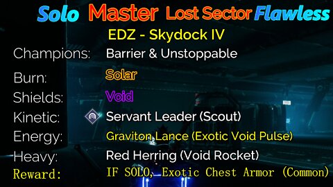 Destiny 2 Master Lost Sector: EDZ - Skydock IV Solo-Flawless 6-13-22