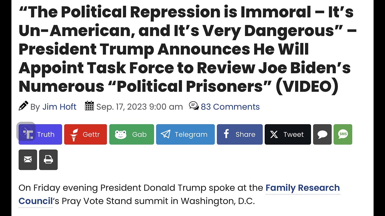 Trump Announces He Will Appoint Task Force to Review Joe Biden’s Numerous “Political Prisoners”