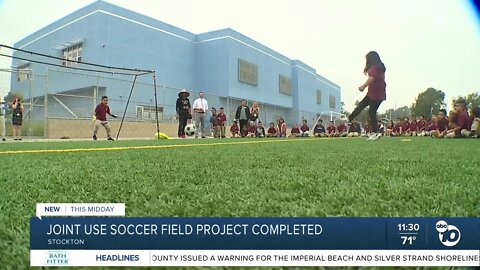 New soccer field project in Stockton neighborhood opens to public