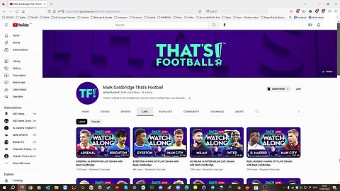 Mark Goldbridge cut short his live stream because Manchester City went 2 - 0 up