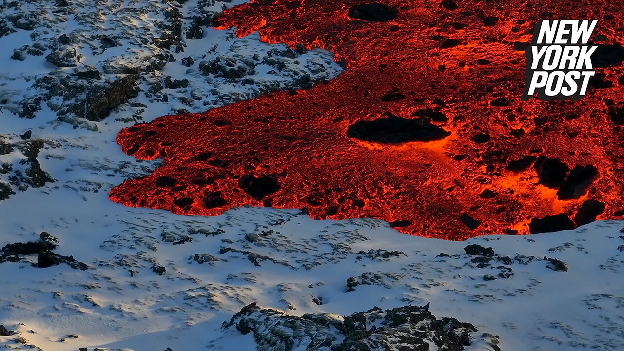 Lava drifting over snow in Iceland is surprisingly not AI