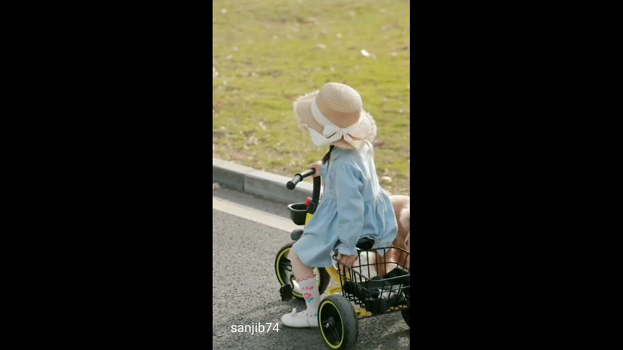 Baby girl and dog