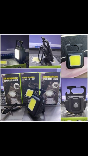 COB Rechargeable Keychain 3 Light Modes Portable Pocket Light with Folding Bracket Magnet