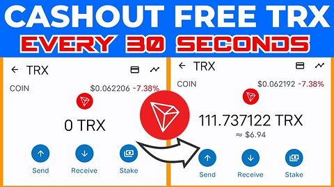 CASH-OUT 1 FREE TRX Every 30 Seconds | no investment | Free Tron Trx Site