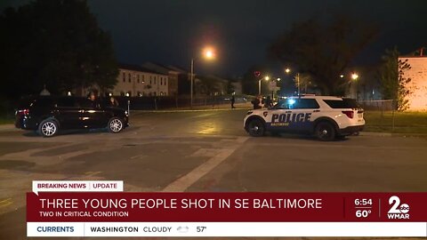 Three young people shot in SE Baltimore