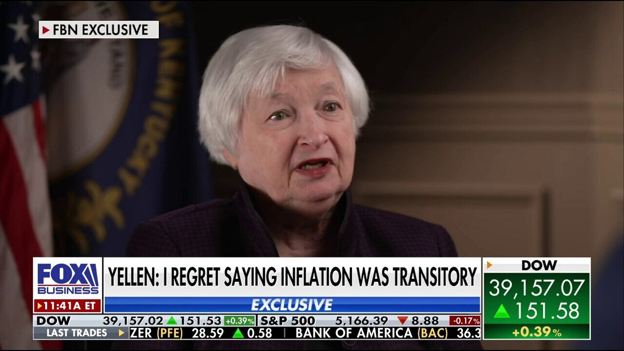 U.S. Treasury Secretary Janet Yellen: 'I Regret' Saying Inflation Was Transitory