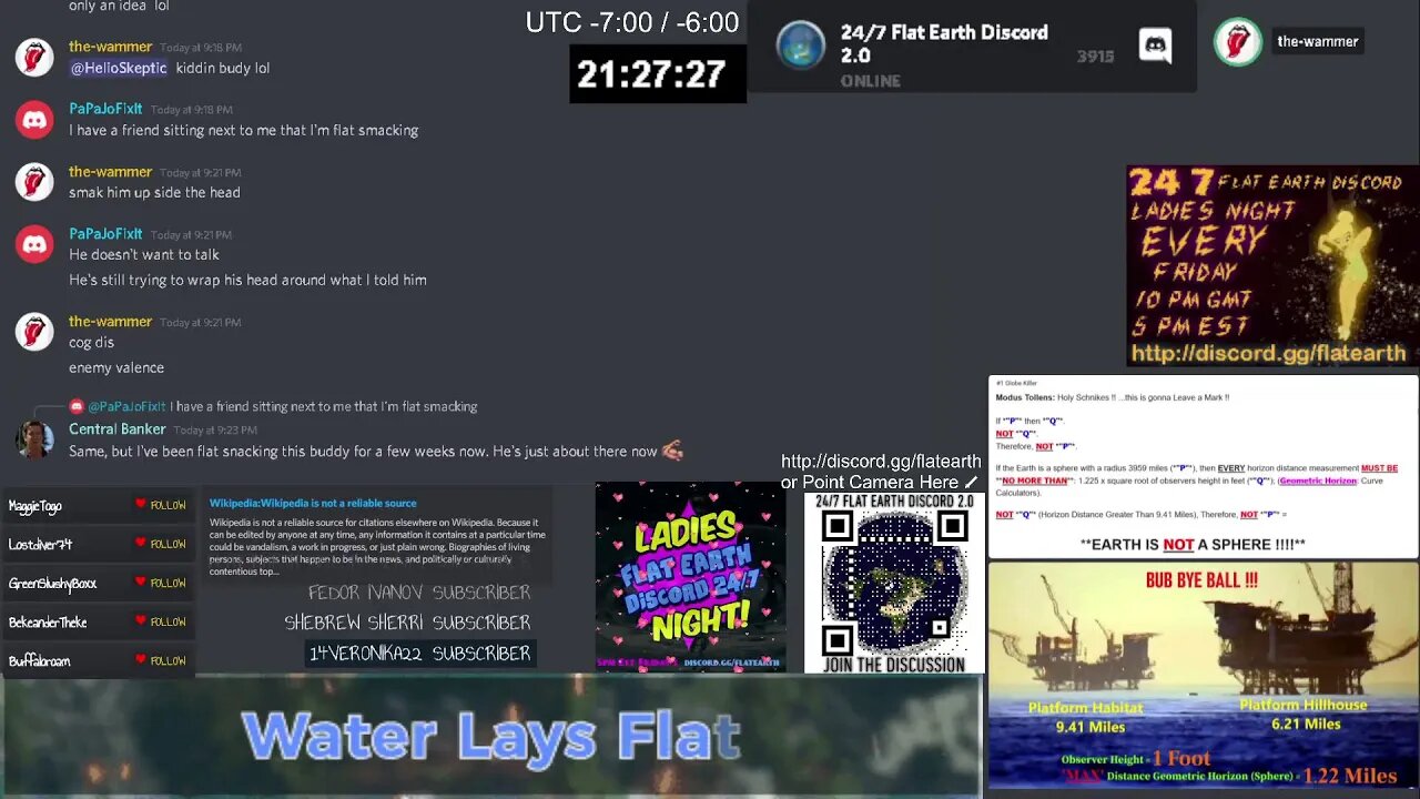 Ladies Night on 24/7 Flat Earth Discord 2.0