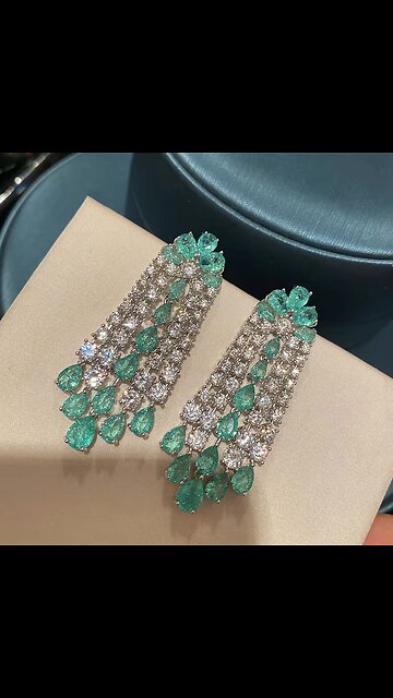 Bilincolor Green Cubic Zircon Tassel Earring for Women Wedding Jewelry
