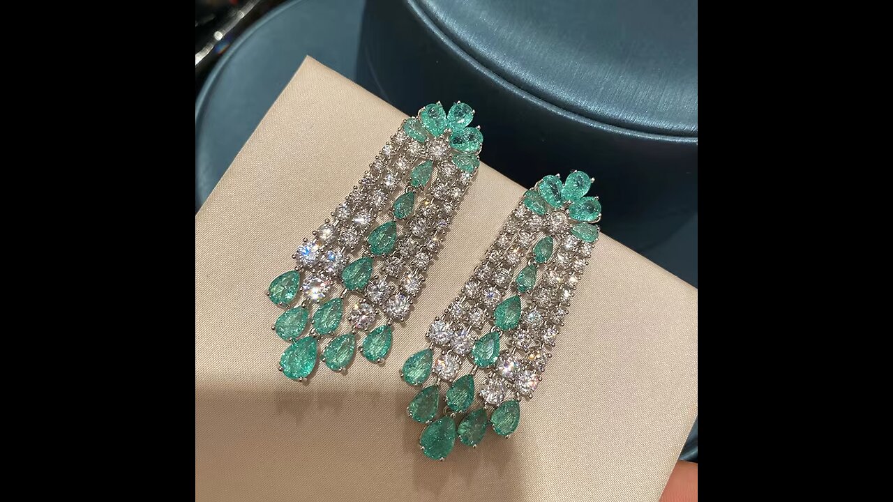 Bilincolor Green Cubic Zircon Tassel Earring for Women Wedding Jewelry