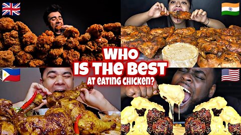 How Different Mukbangers Around The World Eat Chicken!❤🔥🌶