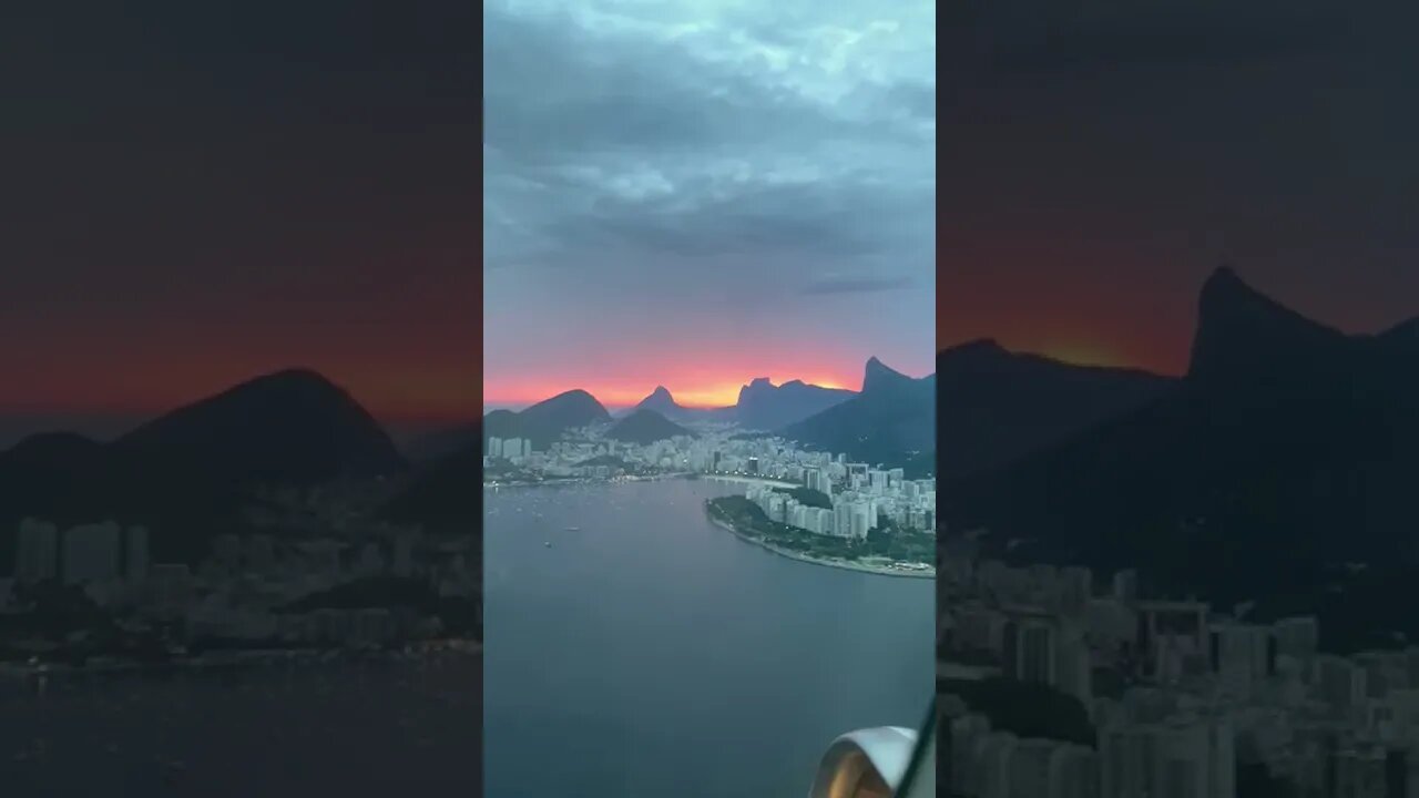 Decolagem do aeroporto Santos Dumont, no Rio de Janeiro ao pôr do sol.ue maravilha! #shorts #Rio