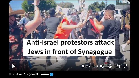 Anti Israel protestors attack jews in front of Synagogue in LA