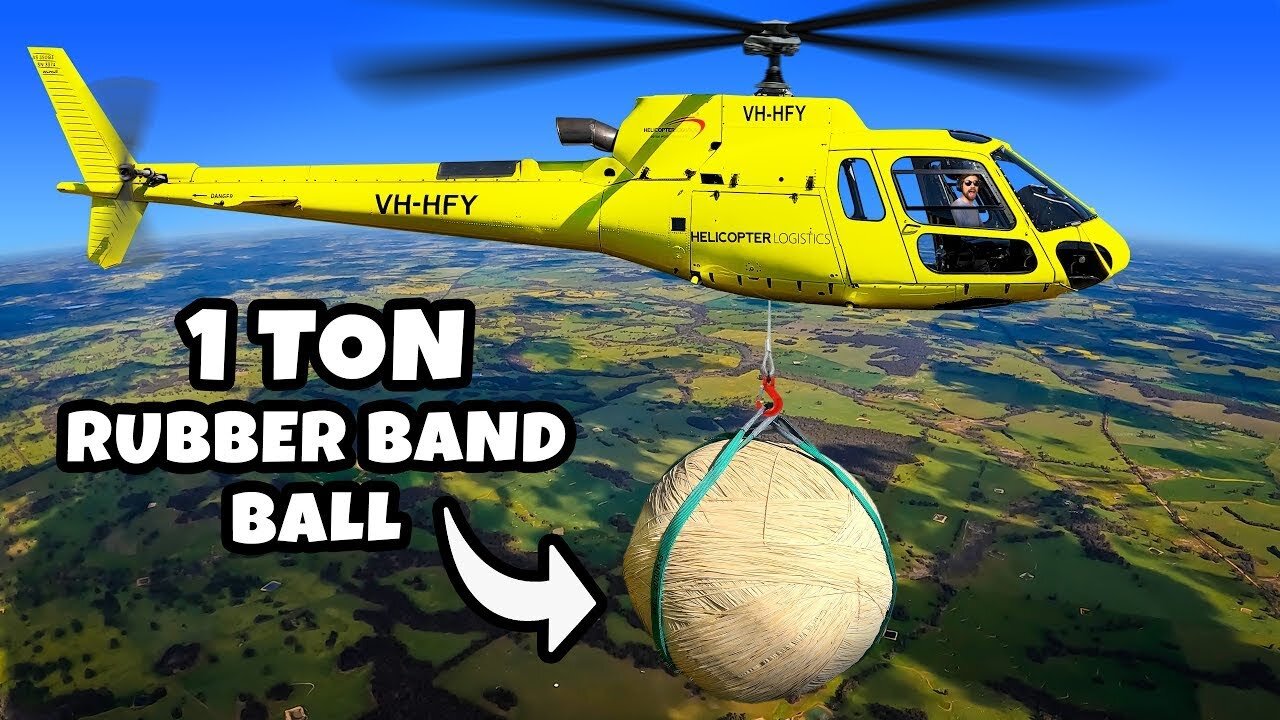 How High Will This 1 Ton Rubber Band Ball Bounce?