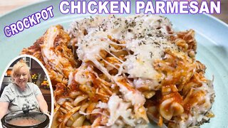 Crockpot CHICKEN PARMESAN WITH PASTA | Full Italian Flavored Slow Cooker Dinner Idea