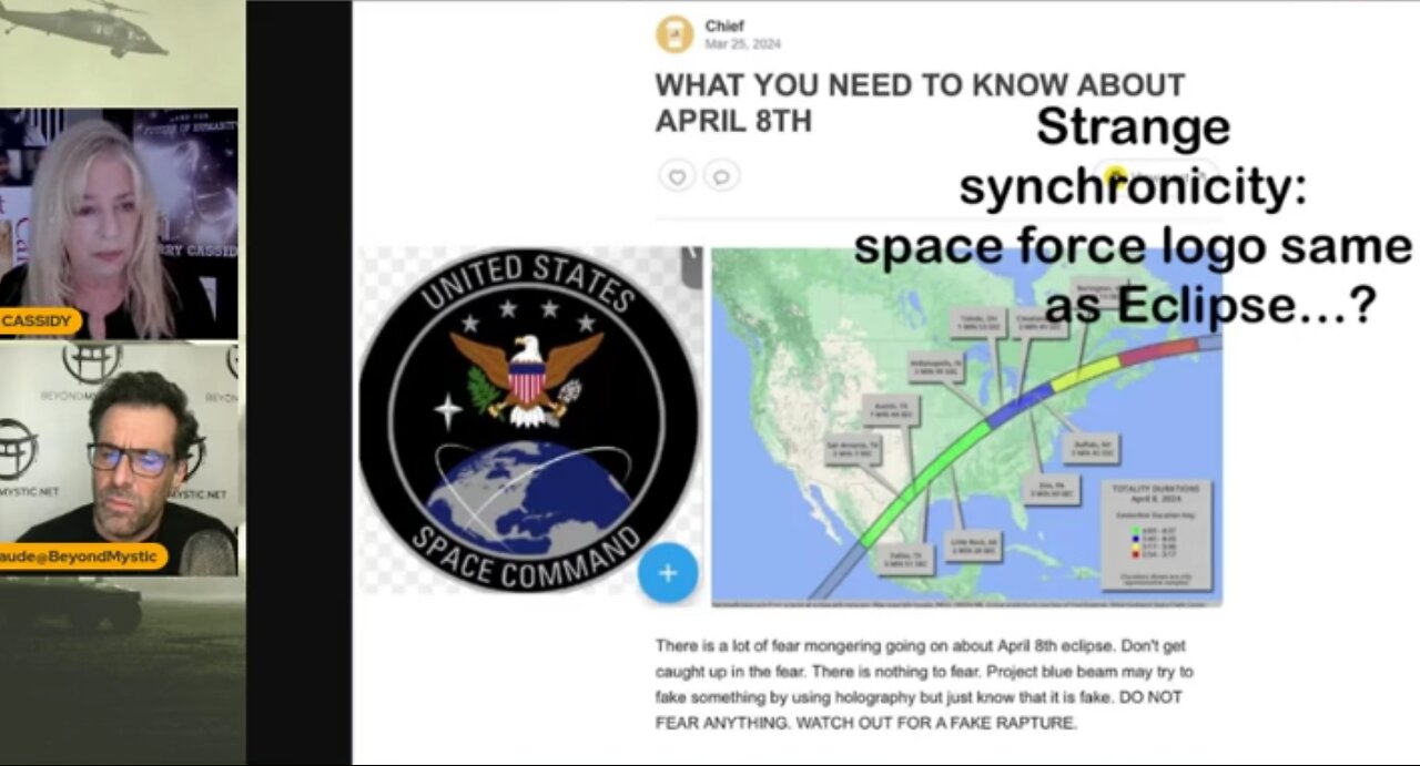 CERN Portal Test April 8th, Space Force Logo same as Eclipse Path! - Jean-Claude & Kerry Cassidy!