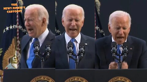 After whispering for a while, yelling Biden is back in Connecticut.