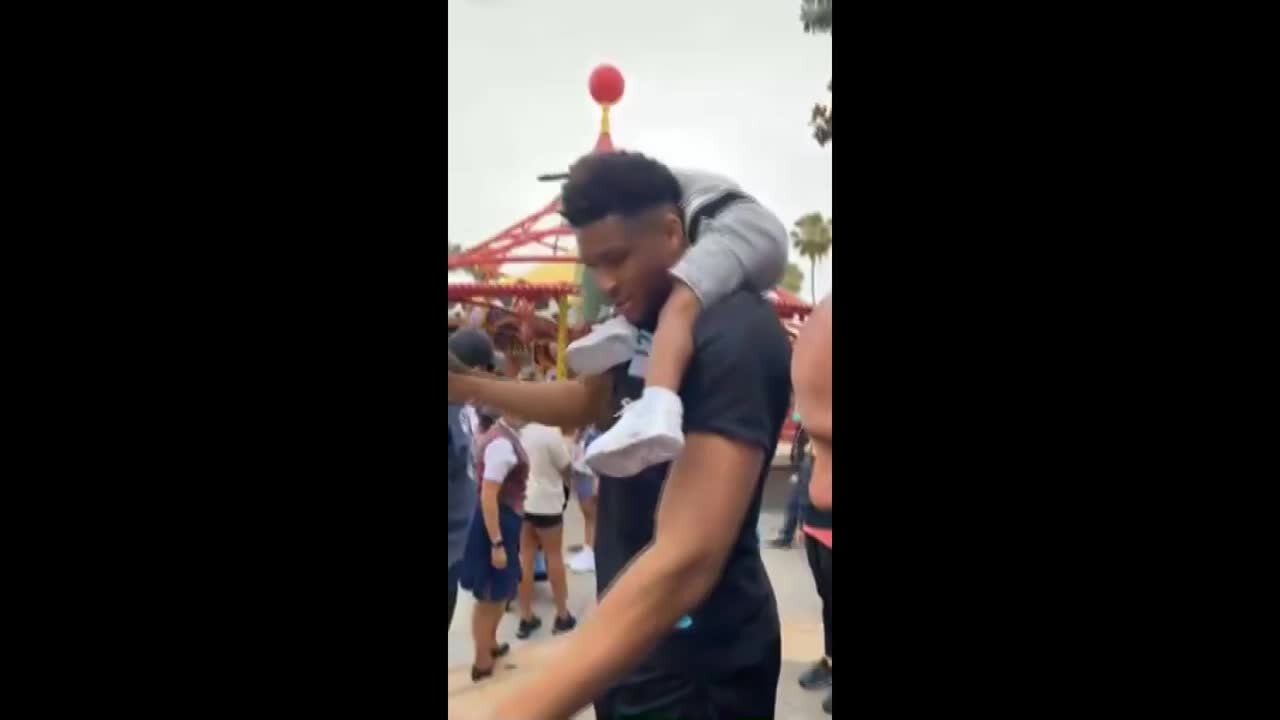 Giannis spotted at Disneyland with son