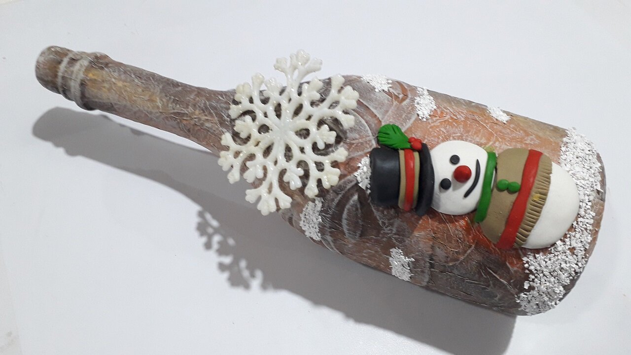 GARRAFA DECORADA PARA O NATAL - DIY - @lucibuzo