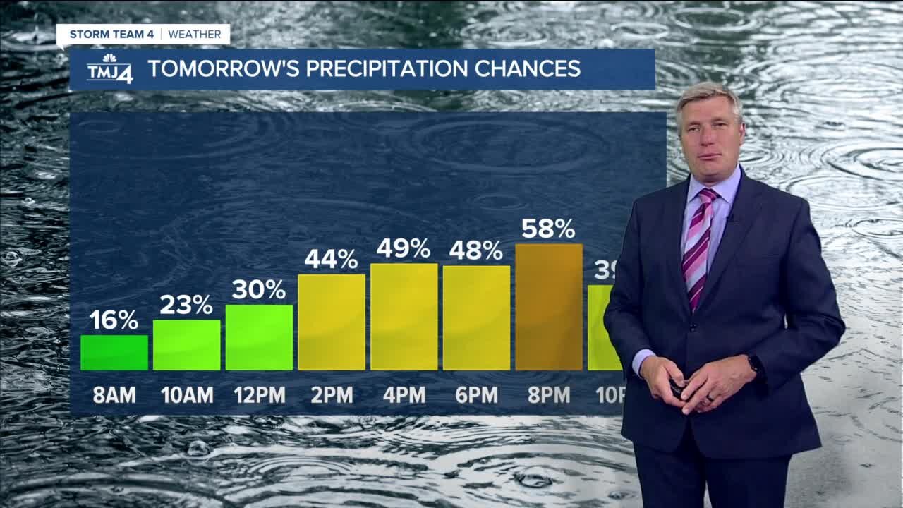 Saturday is cool with chance for heavy showers