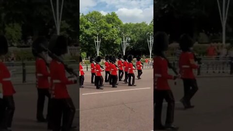 the queen's guards men march along the mall #buckinghampalace