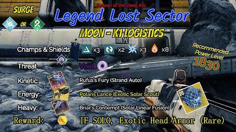 Destiny 2 Legend Lost Sector: Moon - K1 Logistics on my Void Hunter 7-30-23