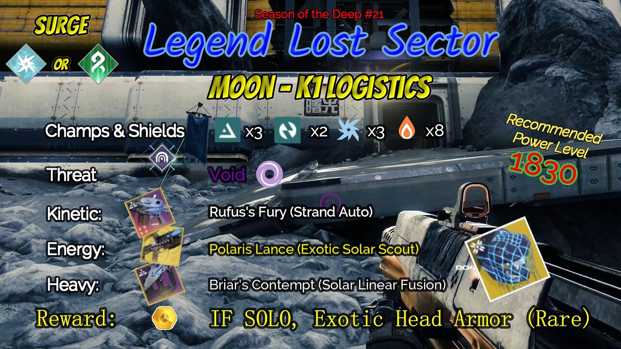 Destiny 2 Legend Lost Sector: Moon - K1 Logistics on my Void Hunter 7-30-23