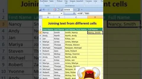 join first name and Last in a single cell