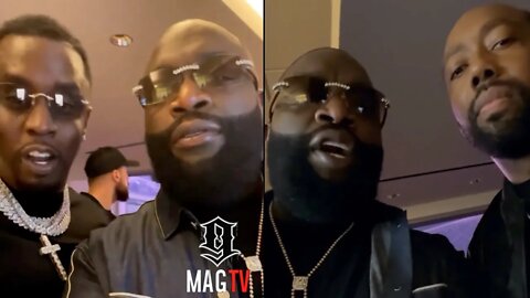 Rick Ross Links Up With Diddy & Larry Hoover Jr. At Kanye's Concert!💰