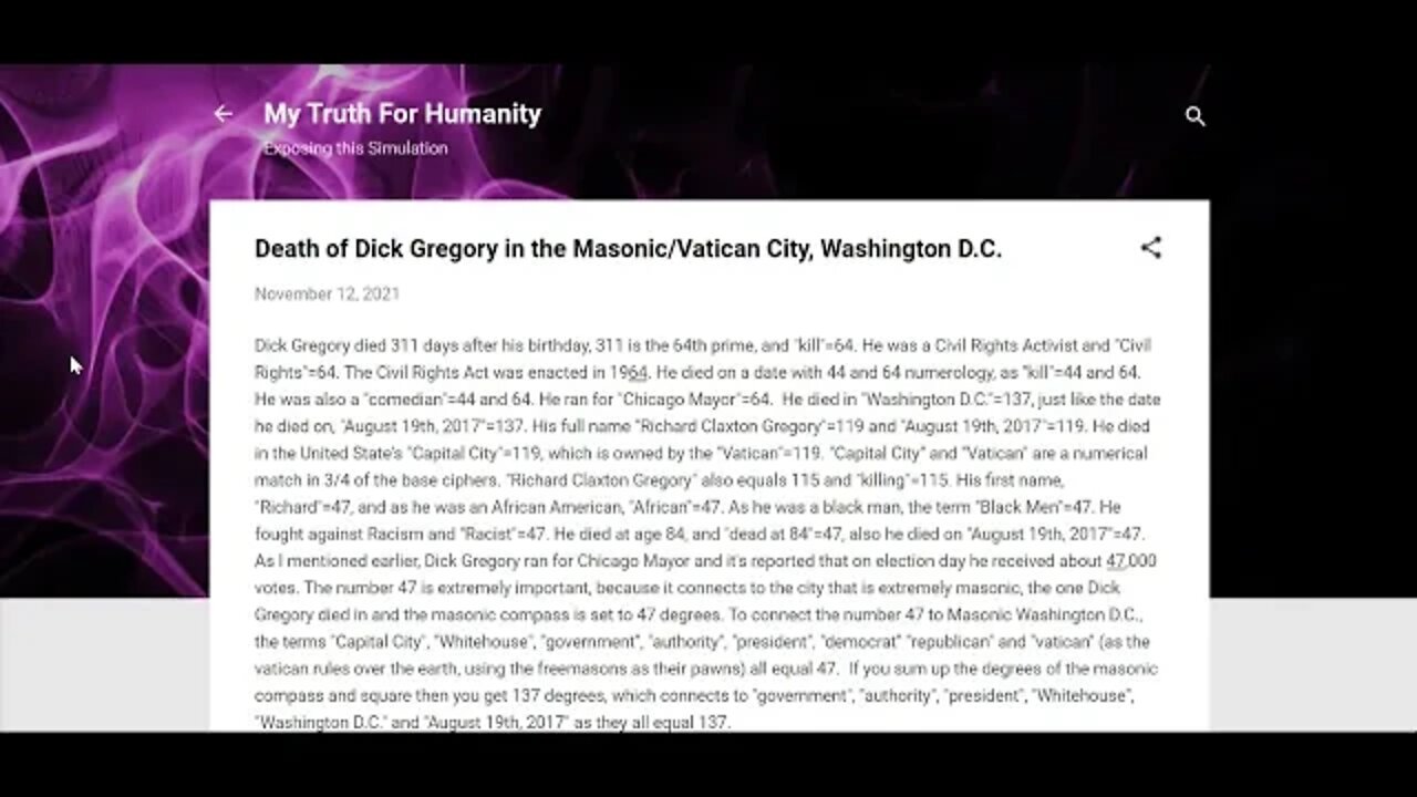 Death of Dick Gregory in the Masonic/Vatican City #gematria #numerology #kabbalah #truth #Washington