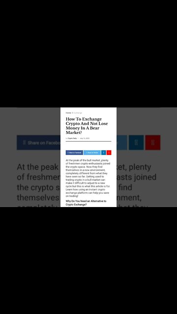 How To Exchange Crypto And Not Lose Money In A Bear Market? #cryptomash #cryptomashnews #cryptonews