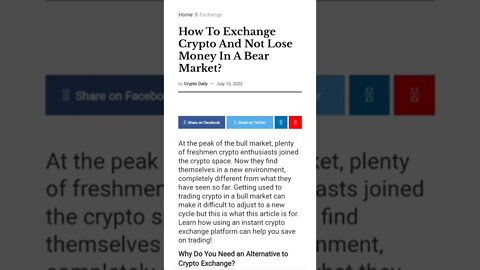 How To Exchange Crypto And Not Lose Money In A Bear Market? #cryptomash #cryptomashnews #cryptonews