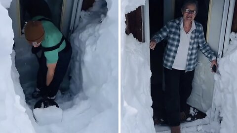 Woman's home completely buried in 9 feet of snow