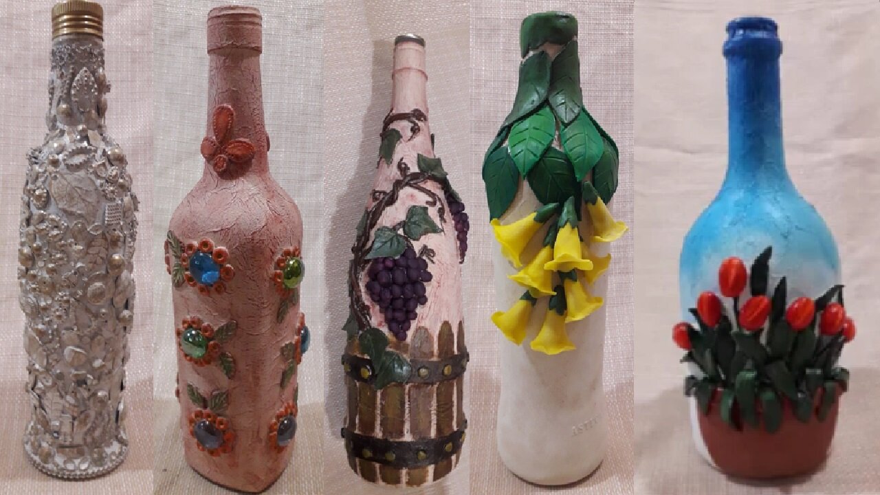 5 IDEIAS DIFERENTES DE RECICLAGEM GARRAFAS DE VIDRO/ARTESANATO EM VIDRO @lucibuzo 