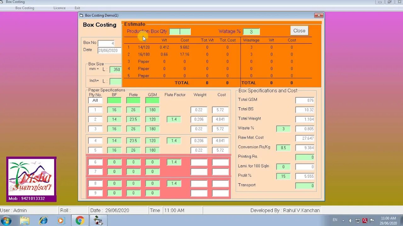 Corrugated Box Costing Software - Part II