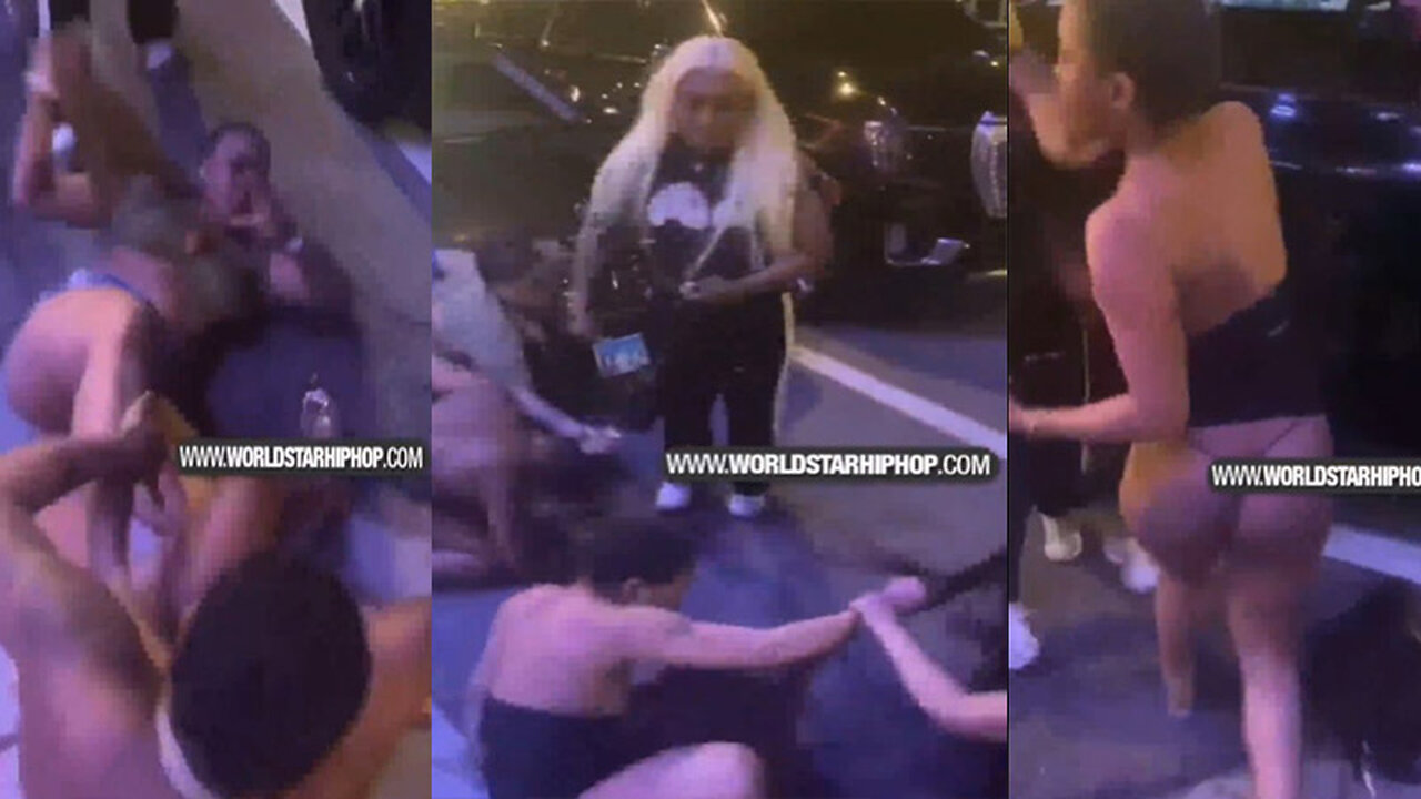 Women Brawling Outside Snatching Wigs Off