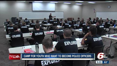 Young men and women attend the Indiana Law Enforcement Explorers Academy
