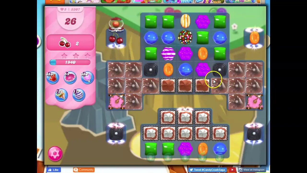 Candy Crush Level 3307 Talkthrough, 28 Moves 0 Boosters