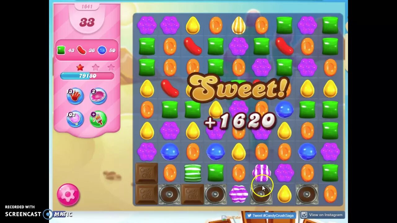 Candy Crush Level 1641 Audio Talkthrough, 3 Stars 0 Boosters