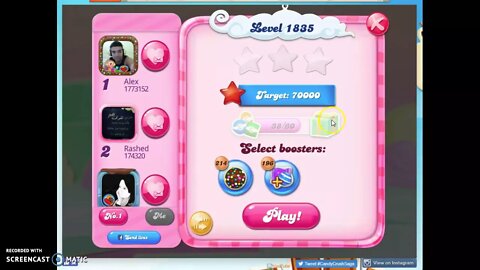 Candy Crush Level 1835 Audio Talkthrough, 1 Star 0 Boosters