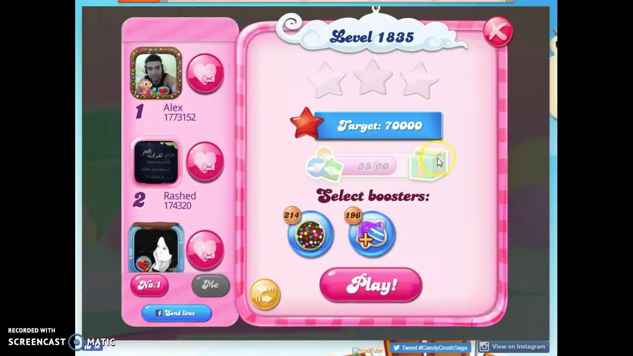 Candy Crush Level 1835 Audio Talkthrough, 1 Star 0 Boosters