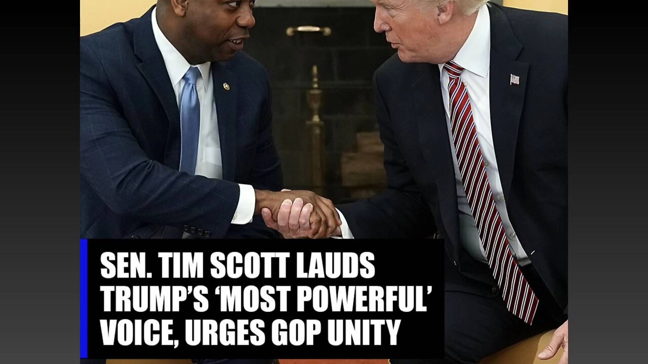 Sen. Tim Scott calls former President Donald Trump’s voice “the most powerful in politics.”