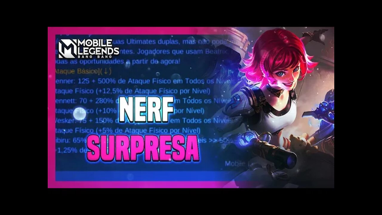 FIZERAM UM BALANCEAMENTO SÓ PRA ELA !! PATCH NOTES SURPRESA | Mobile Legends