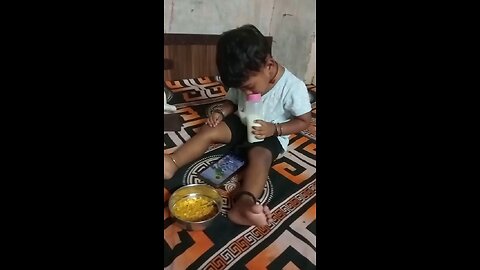 kids enjoy food and phone