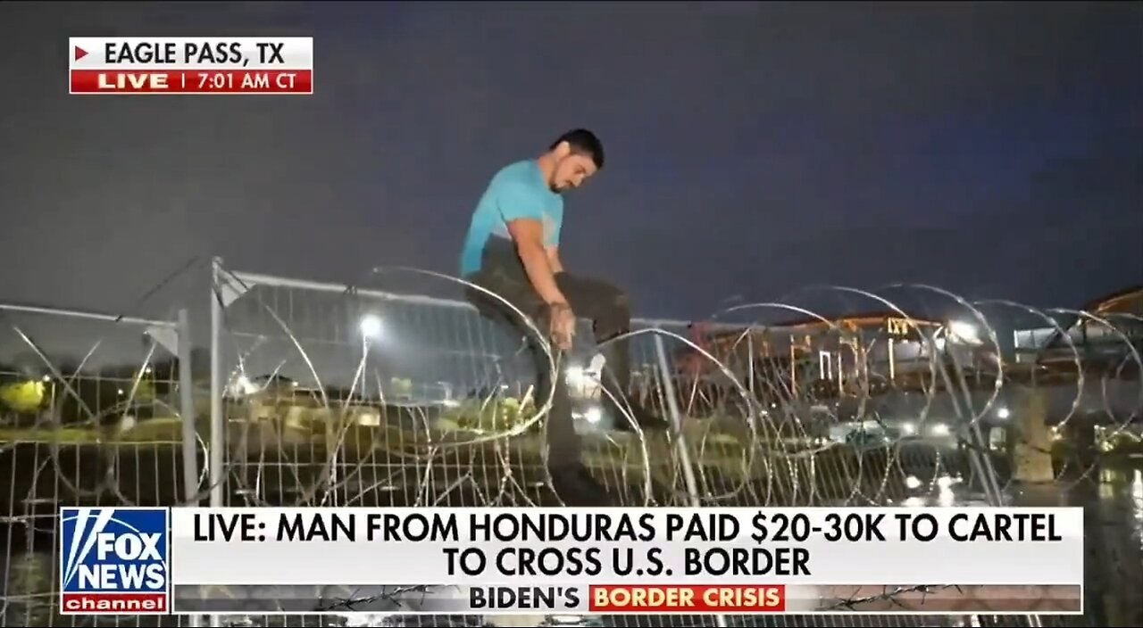 Illegal Immigrant Jumps Razor Wire Fence During Live Fox News Broadcast