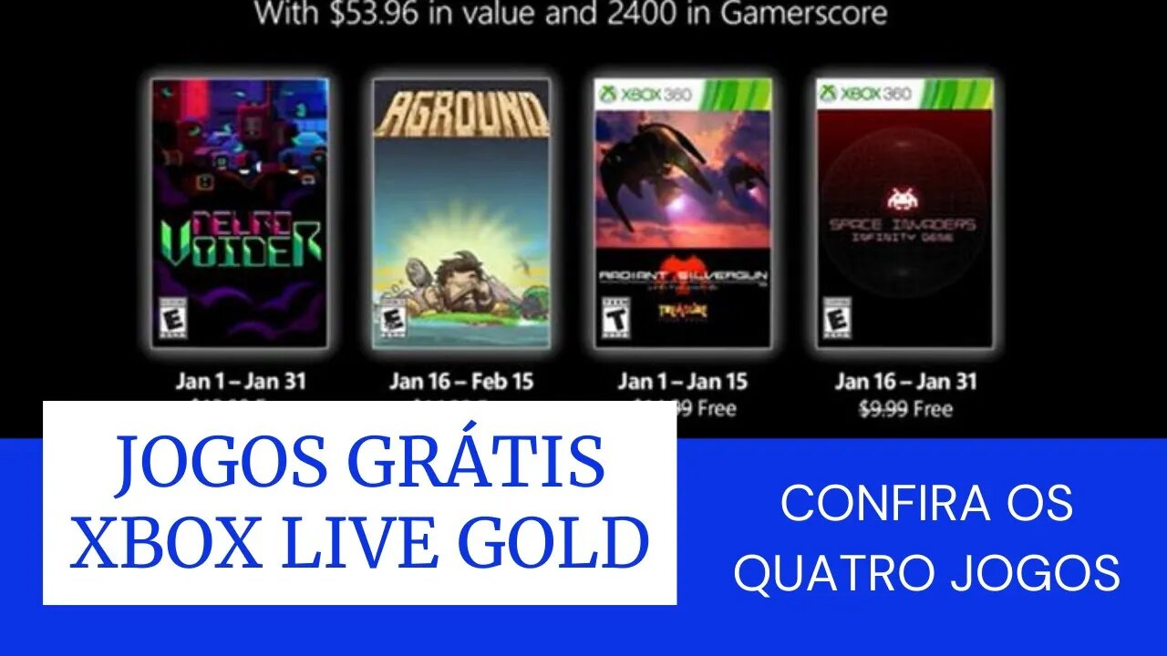 JOGOS GRÁTIS - Xbox live gold e gamepass ultimate - MÊS DE JANEIRO - 2022