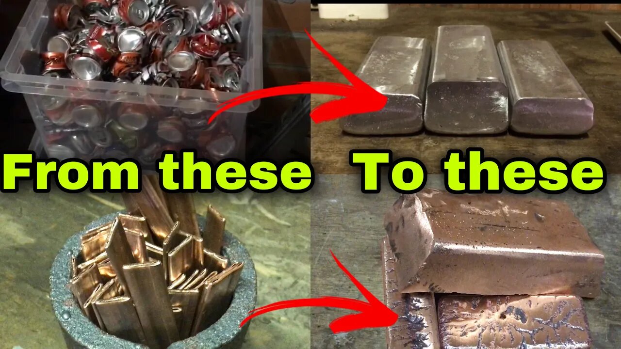 ALUMINUM CAN MELTING AT HOME / COPPER PIPES MELT / BIG INGOTS / devilforge/ #meltingathome