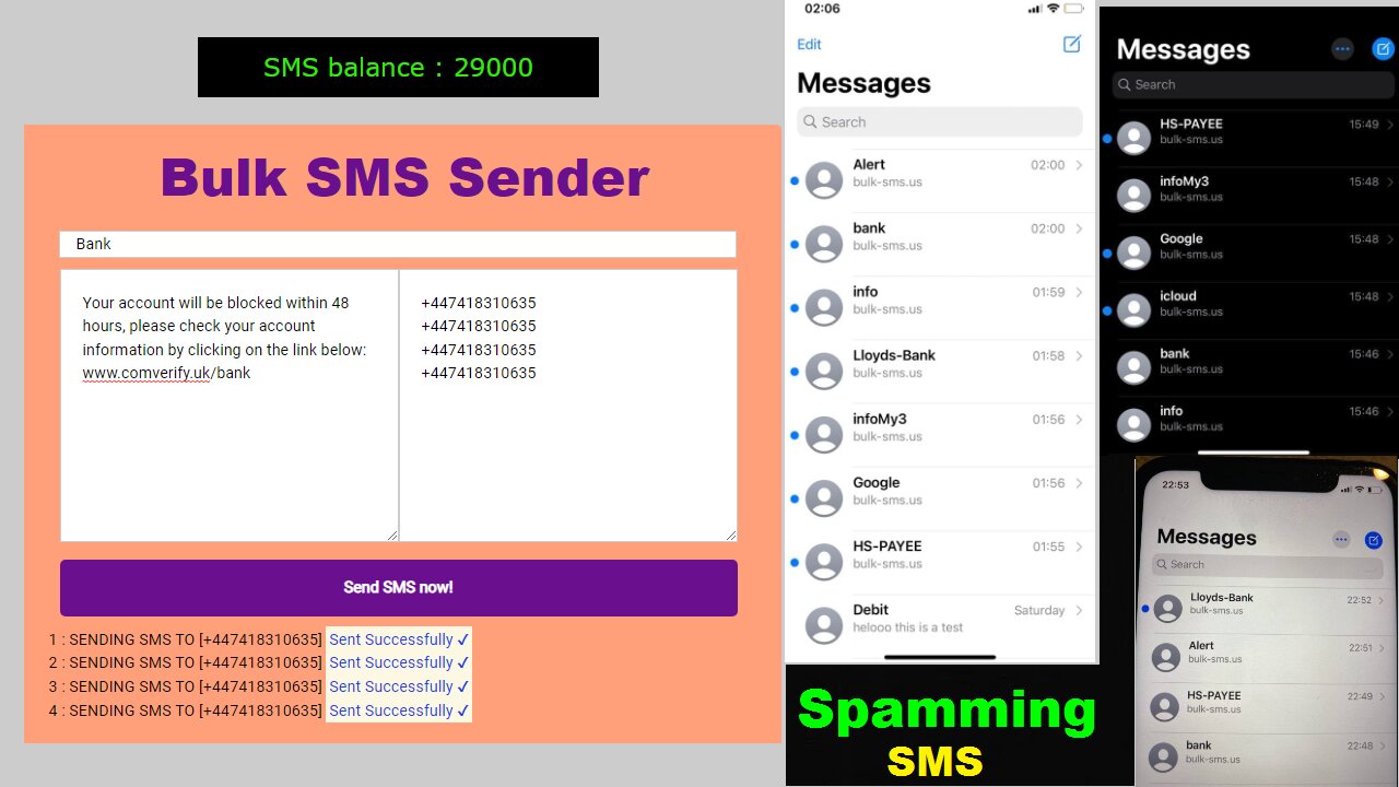 How to send sms spam Using BULK SMS SENDER | UNLIMITED SMS SENDING | SMS SPAMMING | SMS spoofing