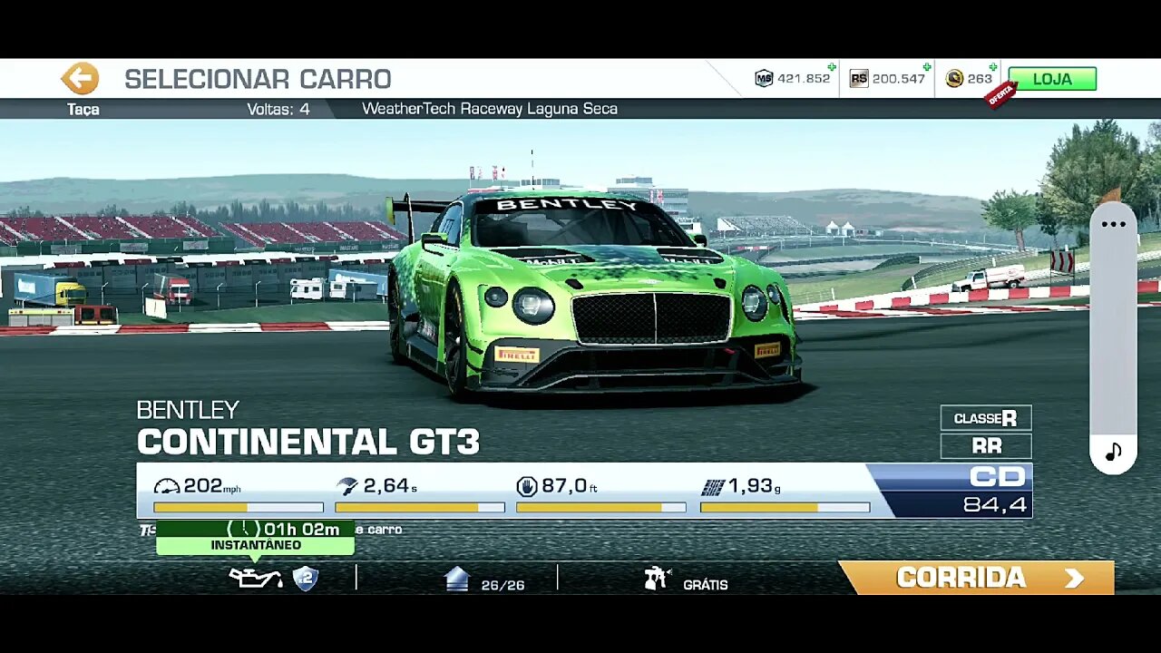 GUIGAMES - Real Racing 3 - BENTLEY CONTINENTAL GT3 - Taça Laguna Seca - 1º lugar