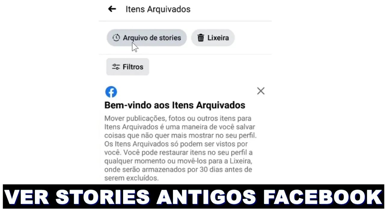 Ver STORIES ANTIGOS do FACEBOOK