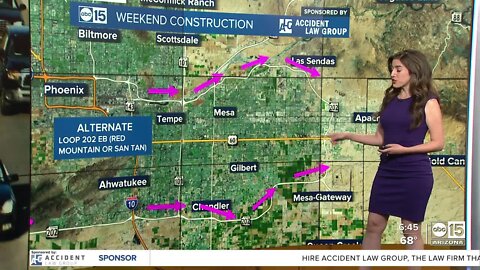 Weekend freeway construction happening around the Valley